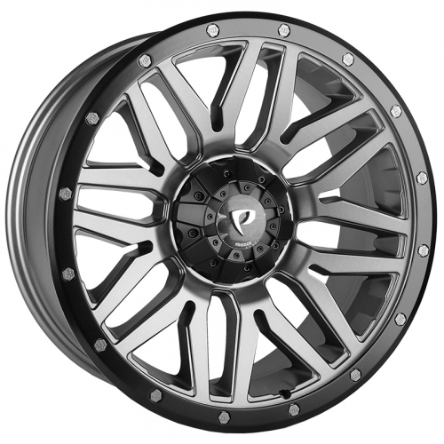 Powcan Y5369 8.0x17/6x139.7 D106.1 ET15 Matt Grey with Matt Black Lip