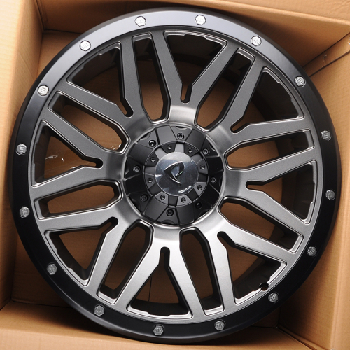 Powcan Y5369 9.0x20/5x127 D77.8 ET15 Matt Grey with Matt Black Lip