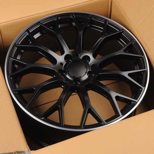 Powcan YS1180 8.0x19/5x112 D66.6 ET43 Black Matt with Lip Polish (передняя ось)