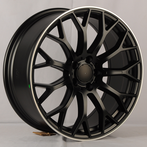 Powcan YS1180 9.0x19/5x112 D66.6 ET48 Black Matt with Lip Polish (задняя ось)