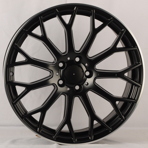 Powcan YS1180 8.0x19/5x112 D66.6 ET43 Black Matt with Lip Polish (передняя ось)
