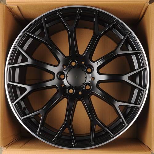 Powcan YS1180 8.0x19/5x112 D66.6 ET43 Black Matt with Lip Polish (передняя ось)